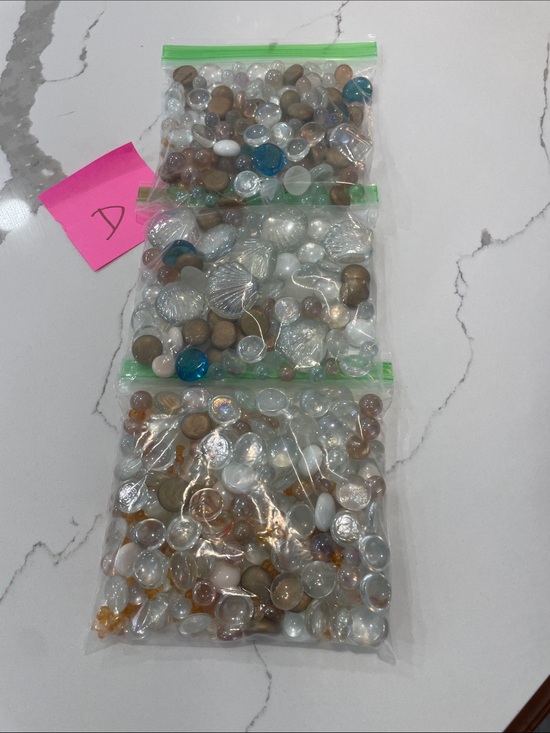 Source Unknown Other - Source Unknown Mixed Glass and Stone Accent Beads - Clear, Brown, Blue, White